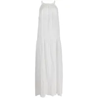 bambah robe longue en mesh à broderies - blanc