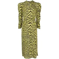 zadig&voltaire robe mi-longue racyl à imprimé léopard - jaune