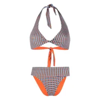 fisico bikini à design réversible - orange