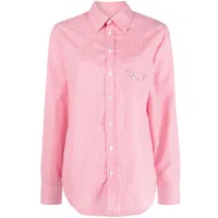 zadig&voltaire chemise en coton taskiz à logo strassé - rose