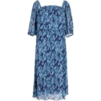 b+ab robe mi-longue à effet plissé - bleu