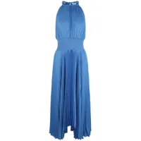 a.l.c. robe imprimée renzo à design plissé - bleu