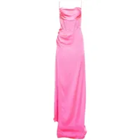 retrofete robe longue rosa à design drapé - rose