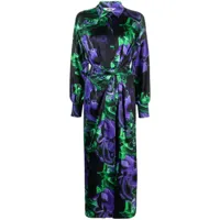 msgm robe-chemise nouée à imprimé abstrait - violet