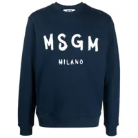 msgm sweat en coton à logo imprimé - bleu