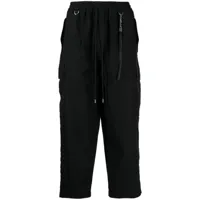 mastermind japan pantalon en coton mélangé à poches cargo - noir