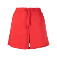 ganni short de sport en coton à logo brodé - rouge