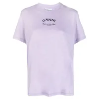 ganni t-shirt en coton biologique à logo imprimé - violet