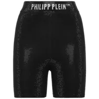 philipp plein short de cyclisme à bande logo - noir