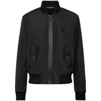 plein sport veste bomber zippée à patch logo - noir