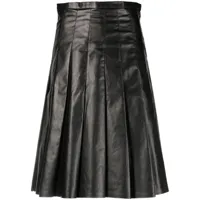 kassl editions jupe mi-longue plissée en cuir artificiel - noir