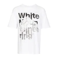 white mountaineering t-shirt en coton à logo imprimé - blanc