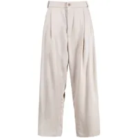 hed mayner pantalon droit à design plissé - gris