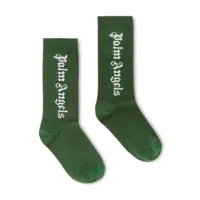 palm angels kids chaussettes nervurées à logo imprimé - vert