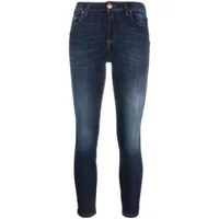 pinko jean skinny crop à logo appliqué - bleu