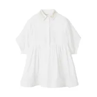burberry kids robe en popeline à logo brodé - blanc