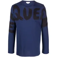 alexander mcqueen t-shirt en coton à logo imprimé - bleu