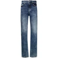 chiara ferragni jean droit à logo strassé - bleu