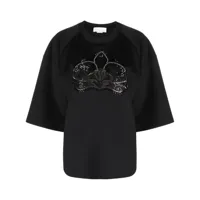 genny t-shirt à ornements en cristal - noir