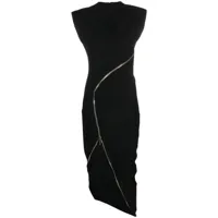 genny robe mi-longue à coupe asymétrique - noir