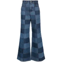 chloé jean ample à design patchwork - bleu