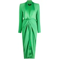 paule ka robe mi-longue en satin à design drapé - vert