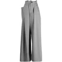 natasha zinko pantalon ample à taille ceinturée - gris
