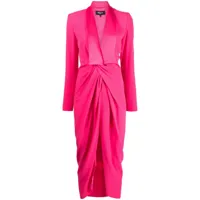 paule ka robe mi-longue en satin à design drapé - rose