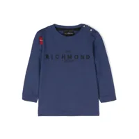 john richmond junior sweat en coton à logo brodé - bleu