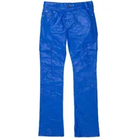 purple brand pantalon droit à patch logo - bleu
