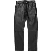 purple brand pantalon en cuir à coupe droite - noir
