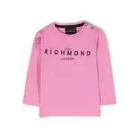 john richmond junior t-shirt à logo brodé - rose