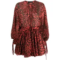 the andamane robe courte margot à imprimé léopard - rouge