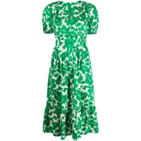 dvf diane von furstenberg robe mi-longue à imprimé abstrait - vert