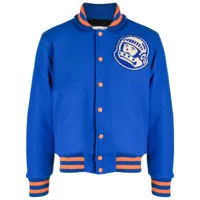 billionaire boys club veste bomber rayée à patch logo - bleu