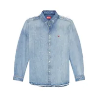 diesel chemise en jean à patch logo - bleu