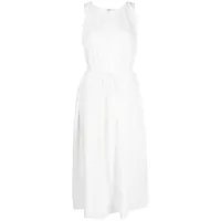 b+ab robe mi-longue plissée à taille nouée - blanc