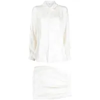 b+ab chemise en satin à boutonnière - blanc