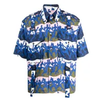 charles jeffrey loverboy chemise cargo en lin à imprimé graphique - bleu