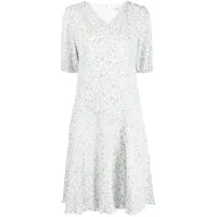 b+ab robe mi-longue plissée à fleurs - blanc