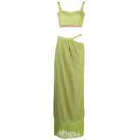 rayane bacha lot de deux robes longues à design métallisé - vert