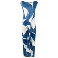 lenny niemeyer robe de plage burle à détail de nœud - bleu