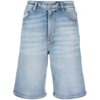 ganni short en jean à taille haute - bleu