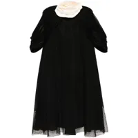 bernadette robe en soie à détail de fleur - noir