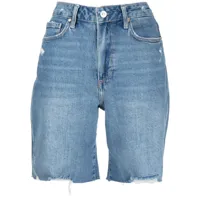 paige short en jean à patch logo - bleu