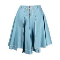 ludovic de saint sernin jupe mirage plissée en jean - bleu