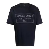 giorgio armani t-shirt en coton à logo brodé - bleu