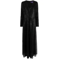 ralph lauren collection robe longue carmelo brodée de sequins - noir