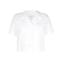 marine serre chemise en coton à coupe crop - blanc