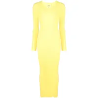aeron robe longue à design nervuré - jaune